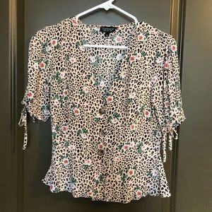 NWOT. Cheetah & Floral Blouse